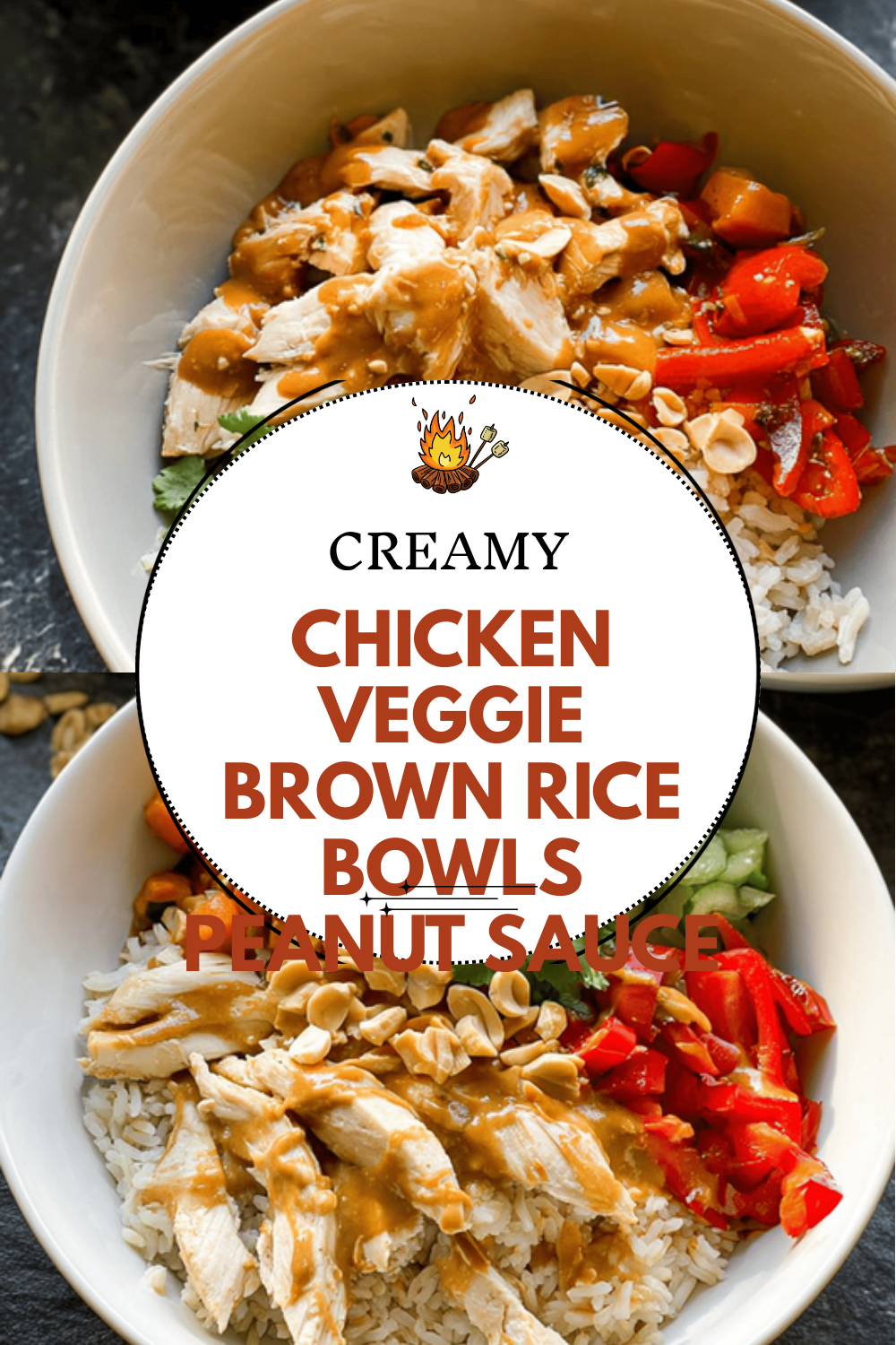 Chicken Veggie Brown Rice Bowls With Creamy Peanut Sauce 6 Chicken Veggie Brown Rice Bowls Peanut Sauce