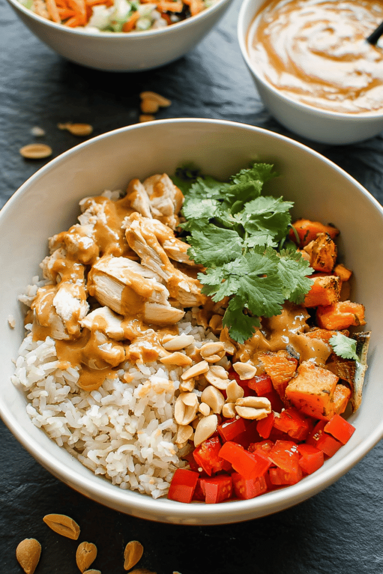 Chicken Veggie Brown Rice Bowls Peanut Sauce 64.Png