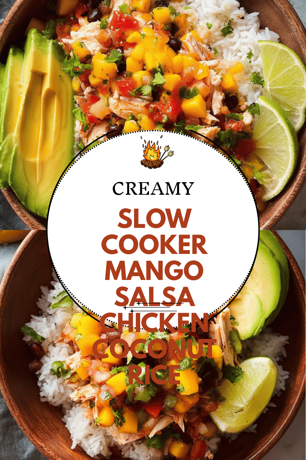 Slow Cooker Mango Salsa Chicken Served With Creamy Coconut Rice 6 Slow Cooker Mango Salsa Chicken Coconut Rice