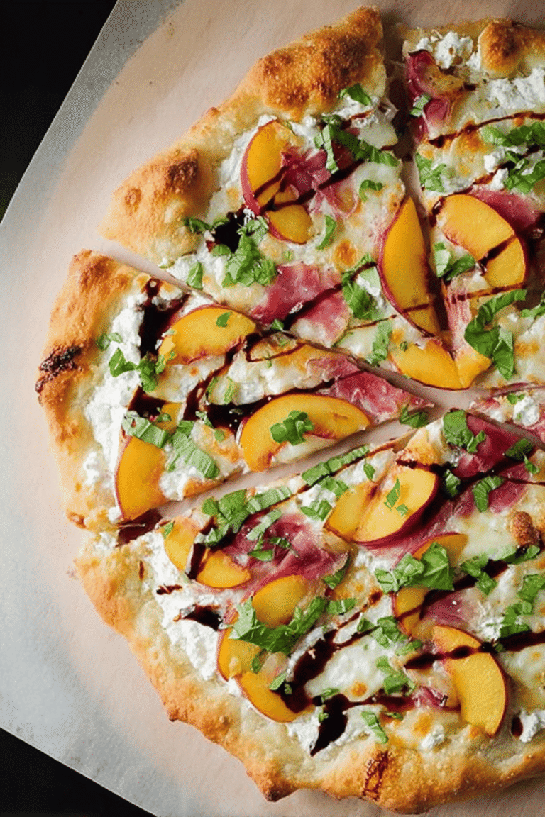Prosciutto Peach Pizza Recipe With Fresh Basil And Mozzarella Cheese 8 Three Cheese Peach Prosciutto Pizza 27.Png