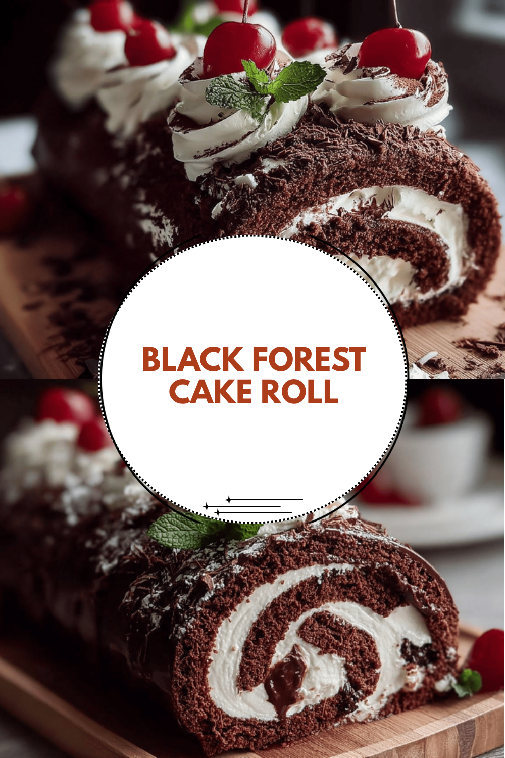 Black Forest Roll Cake Recipe With Cherry And Chocolate Cream Filling 6 Black Forest Cake Roll