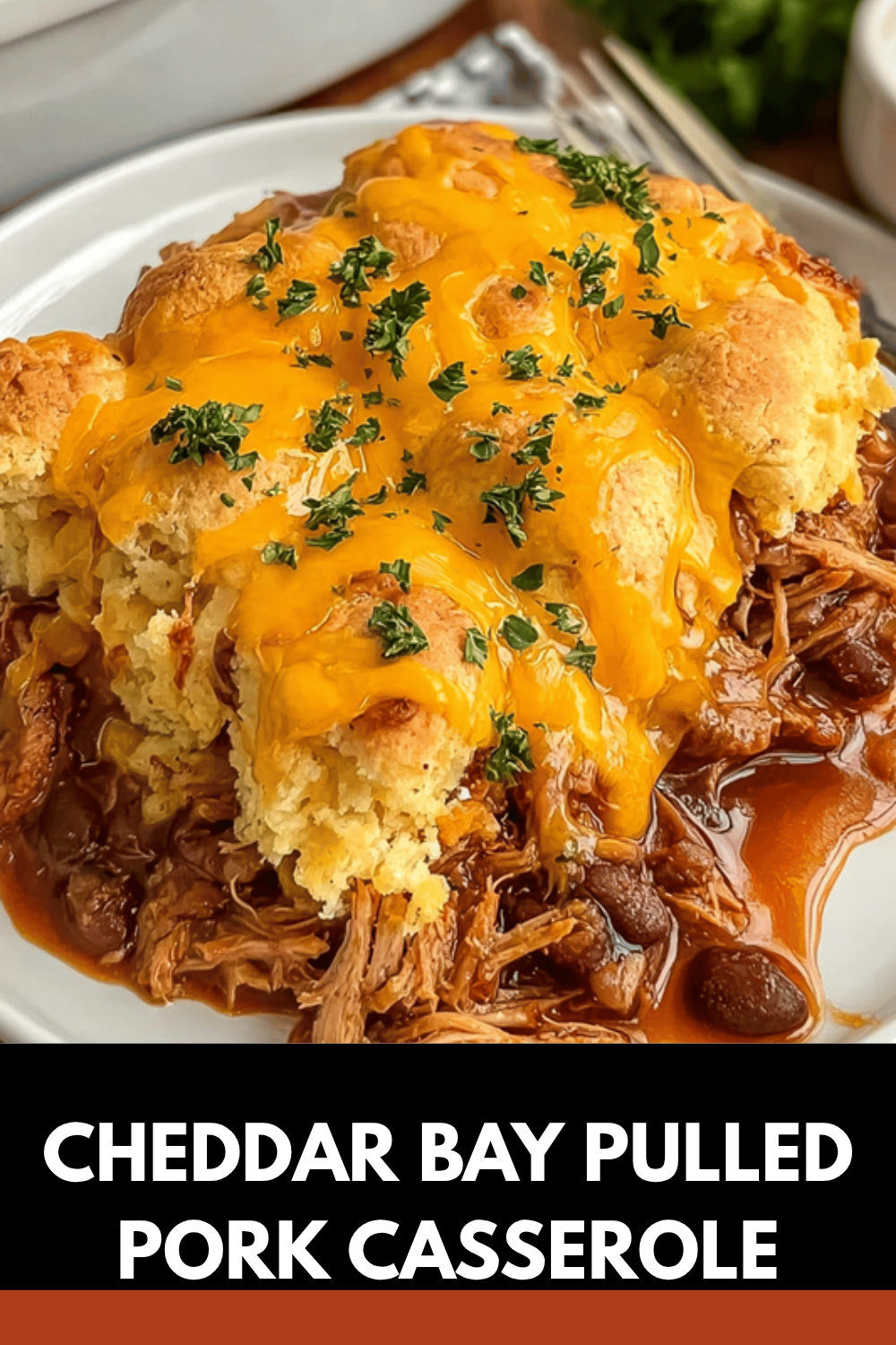 Cheddar Bay Pulled Pork Casserole