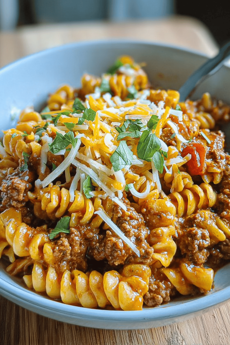 Cheesy Beef Taco Pasta