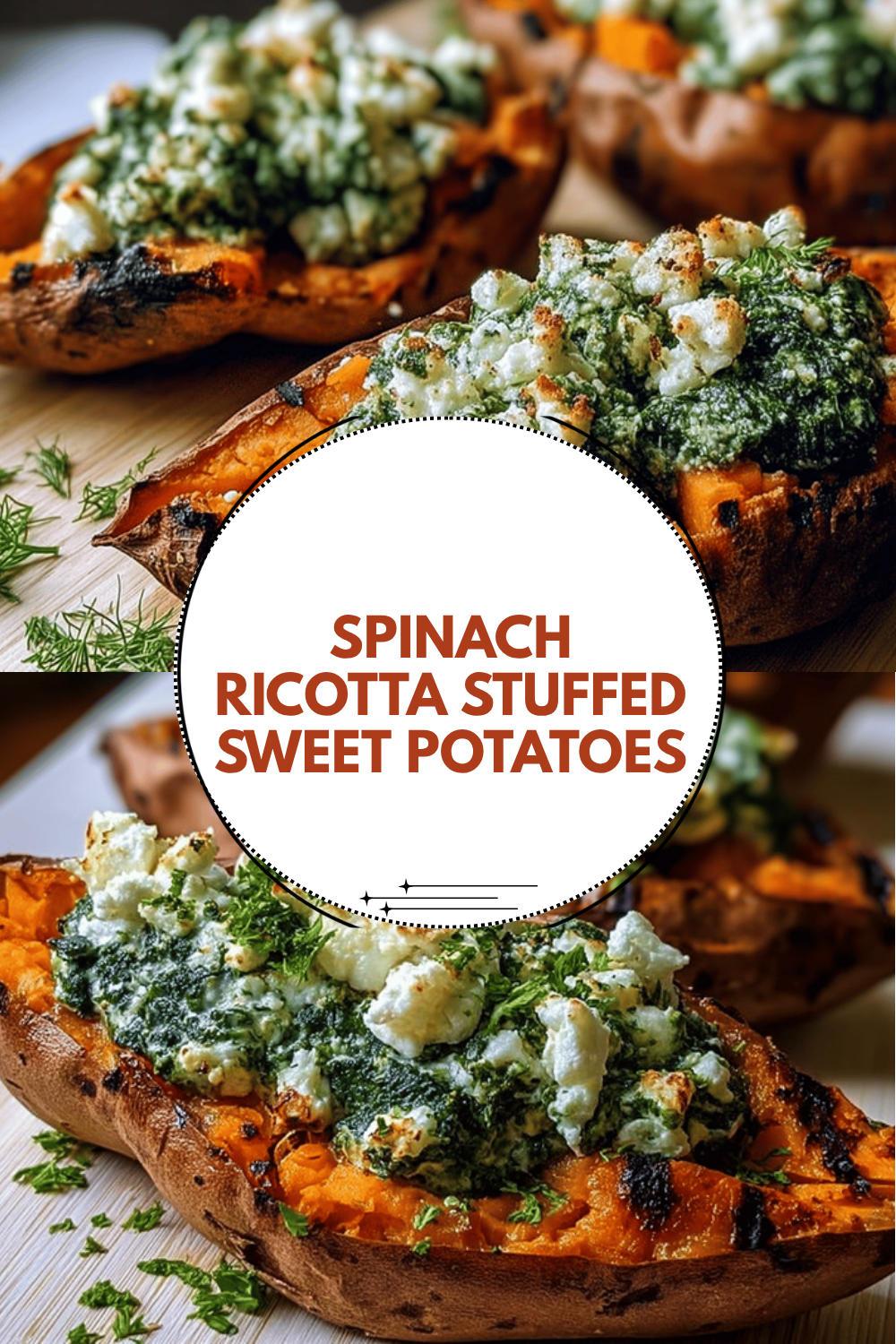 Spinach Ricotta Stuffed Sweet Potatoes With Herb Sauce Recipe 6 Spinach Ricotta Stuffed Sweet Potatoes
