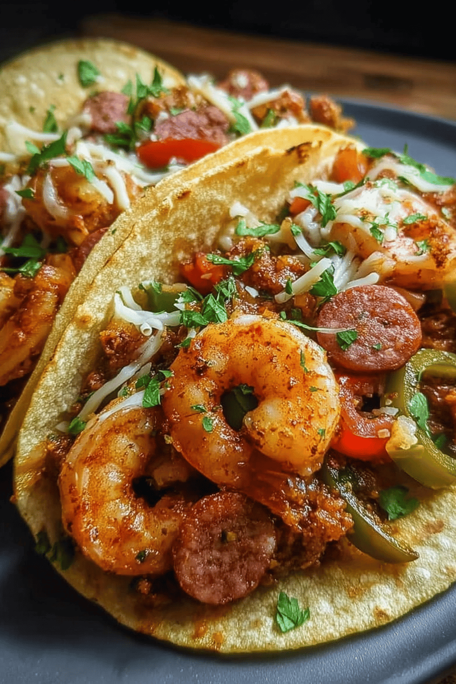 Andouille Shrimp Spicy Tacos