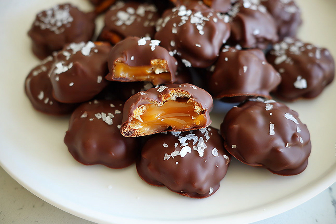 Chocolate Caramel Pretzel Bites