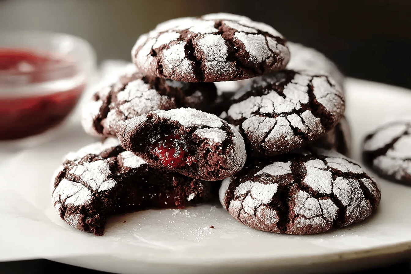 Chocolate Raspberry Crinkle Cookies