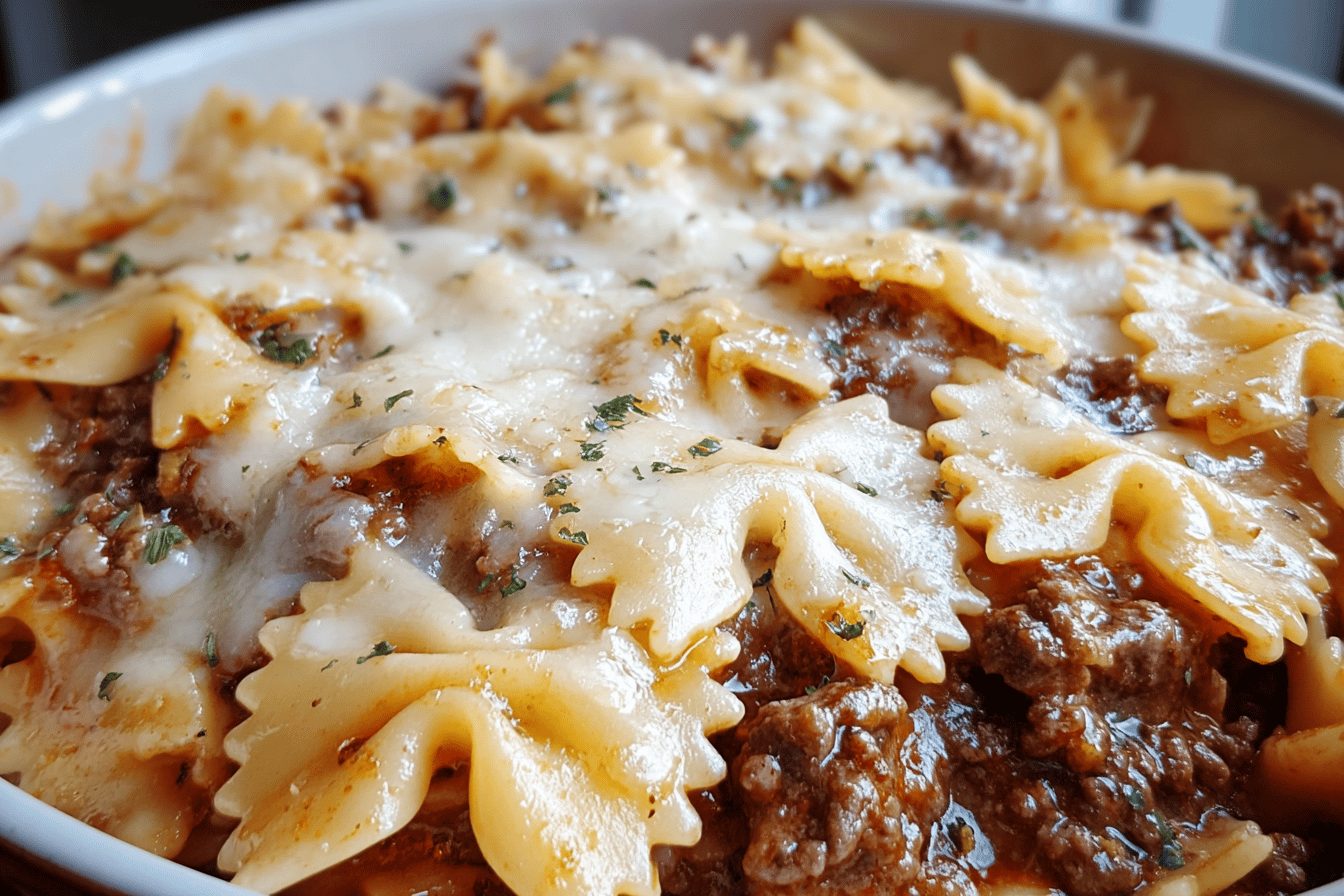 Creamy Beef Bowtie Pasta