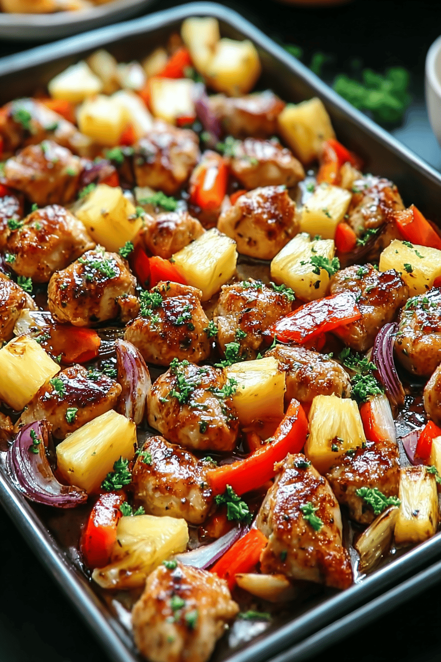 Hawaiian Chicken Sheet Pan Dinner