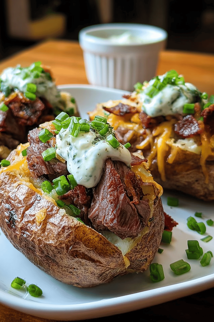 Loaded Baked Potato With Juicy Steak Bites And Savory Toppings 6 Loaded Baked Potato Steak