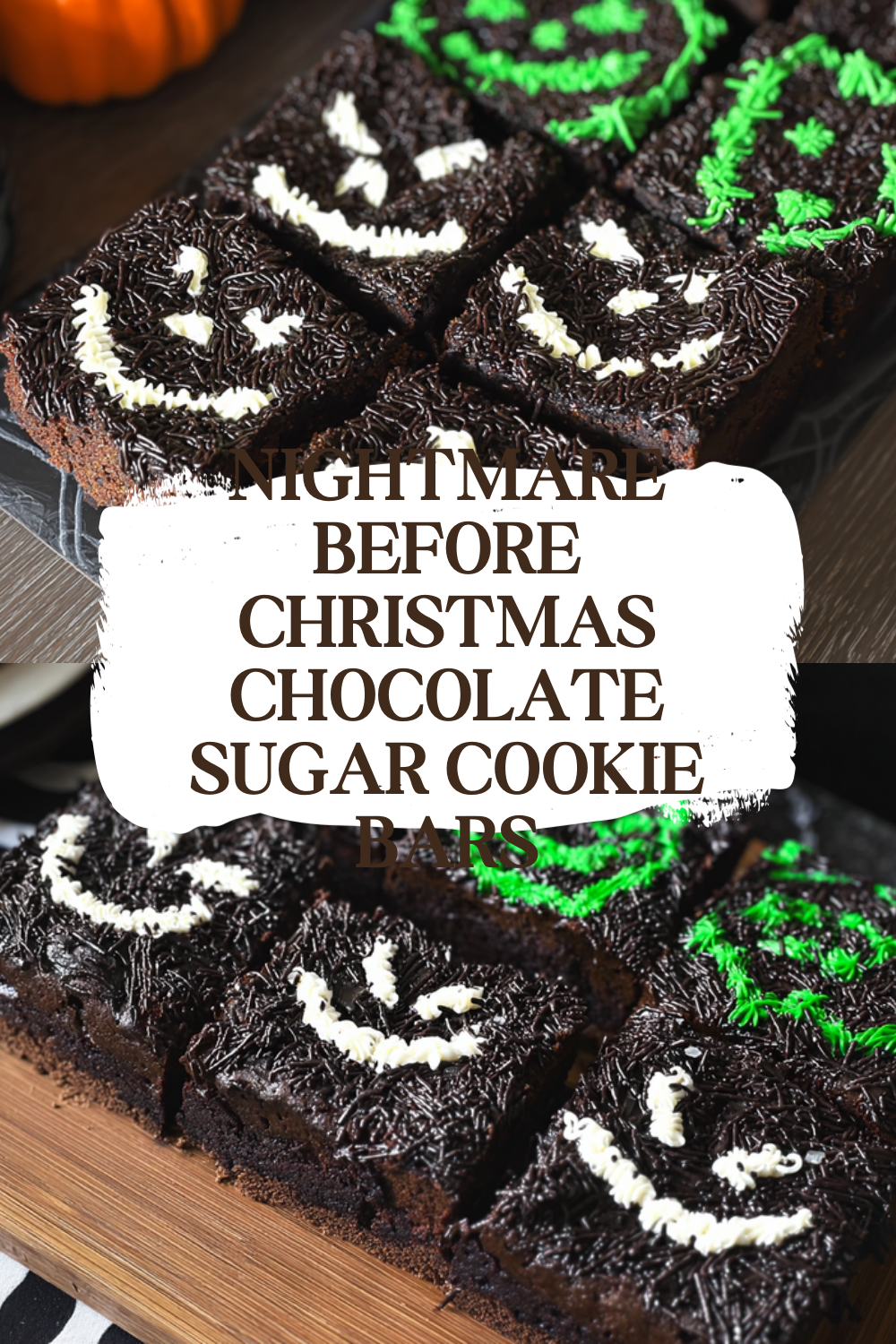 Nightmare Before Christmas Chocolate Sugar Cookie Bars