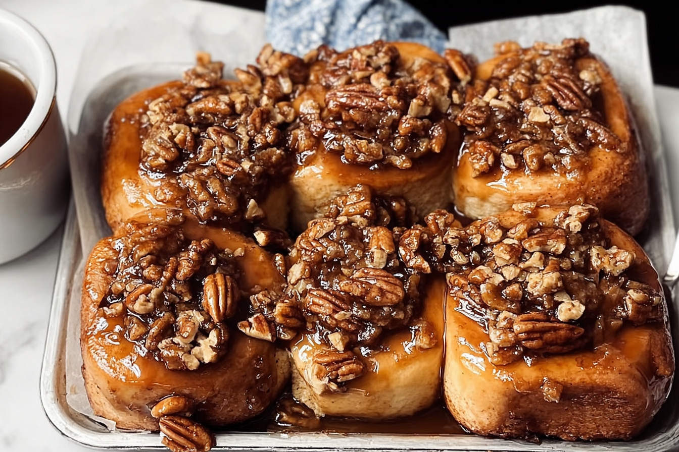 Big Fat Pecan Sticky Buns Recipe With Gooey Caramel Topping 6 Pecan Sticky Buns