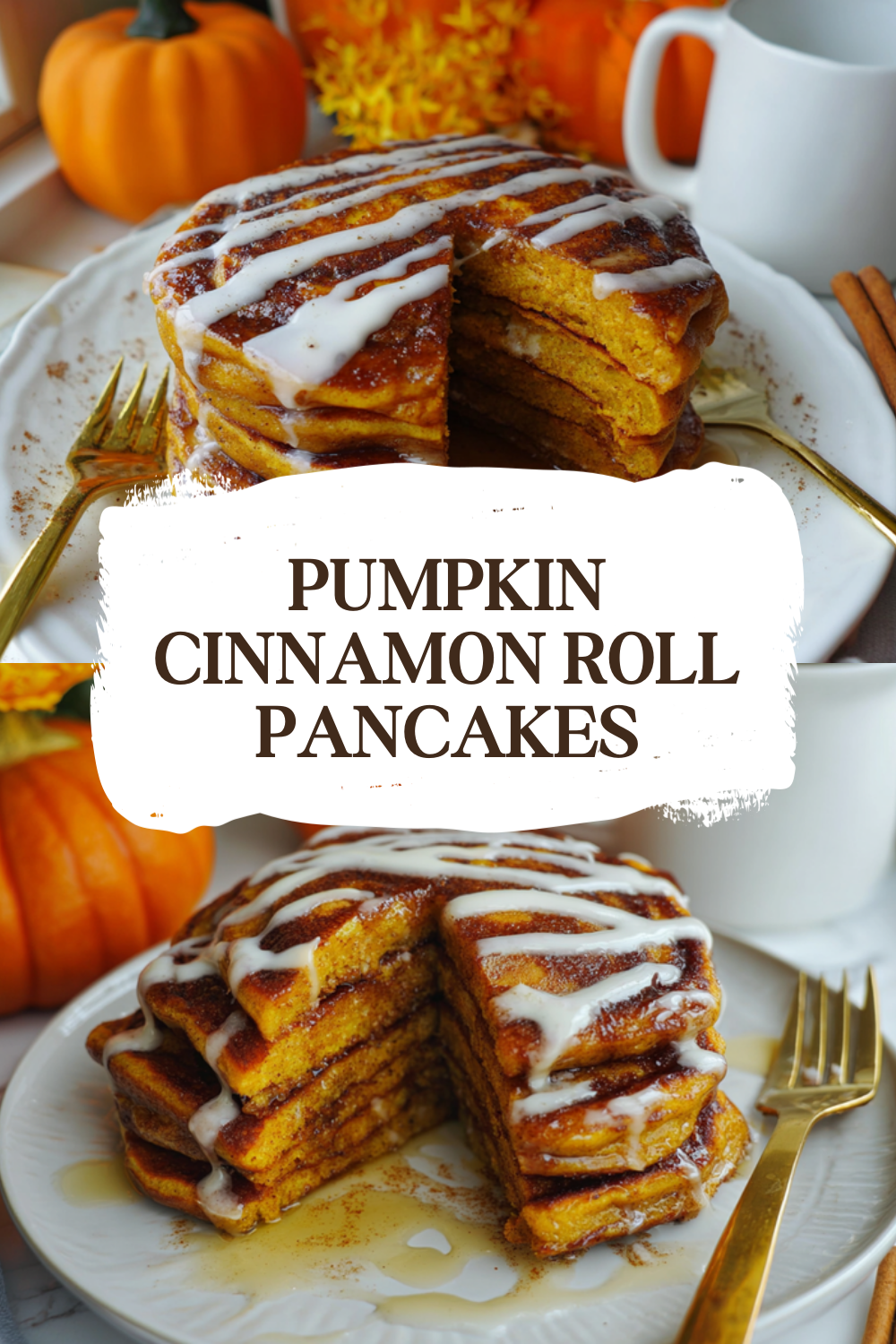 Pumpkin Cinnamon Roll Pancakes
