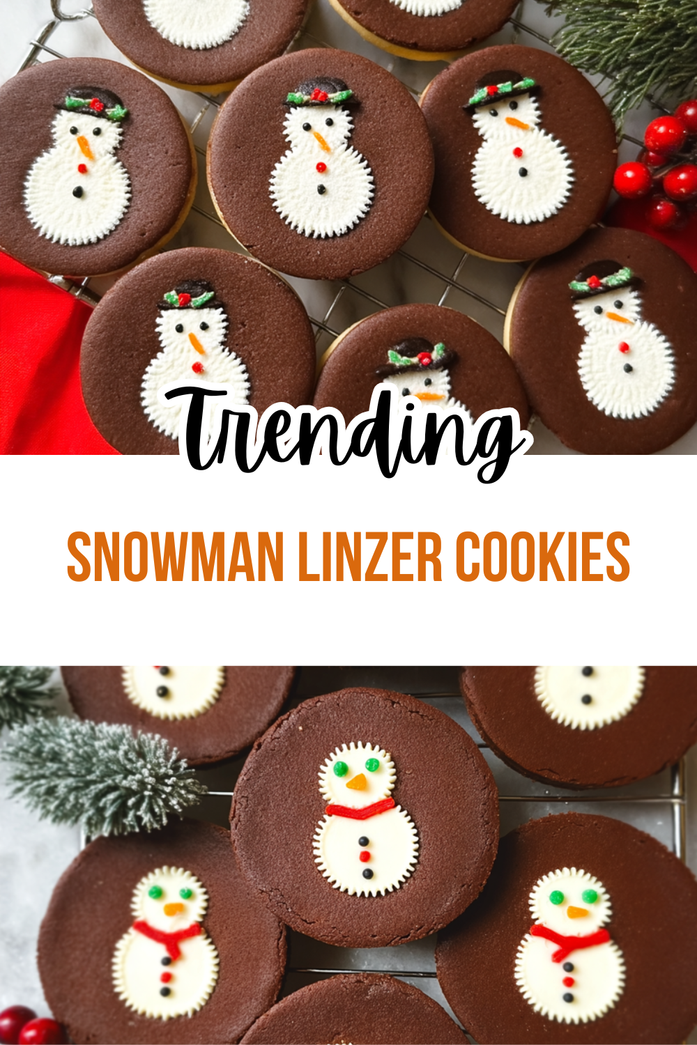 Snowman Linzer Cookies