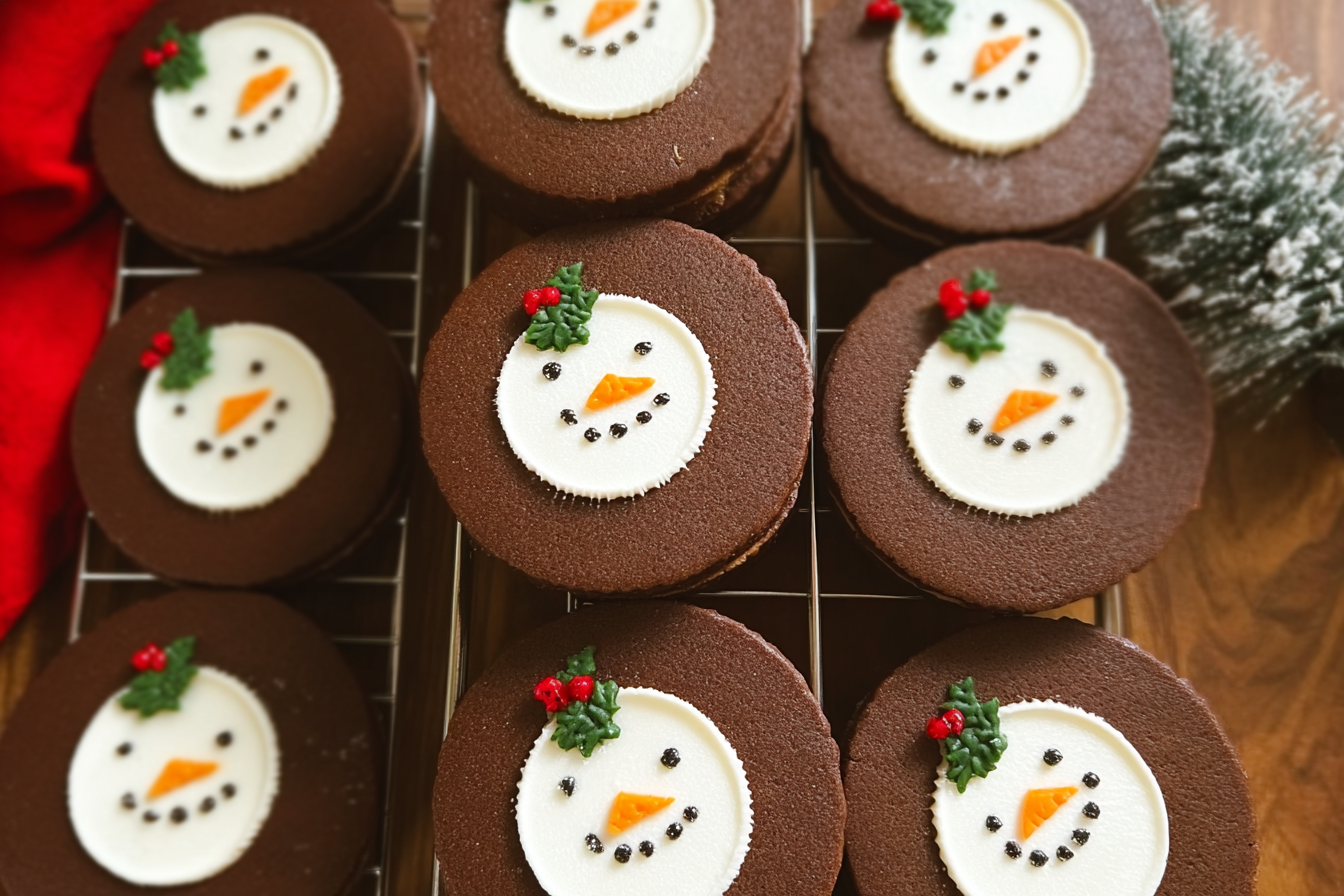 Snowman Linzer Cookies