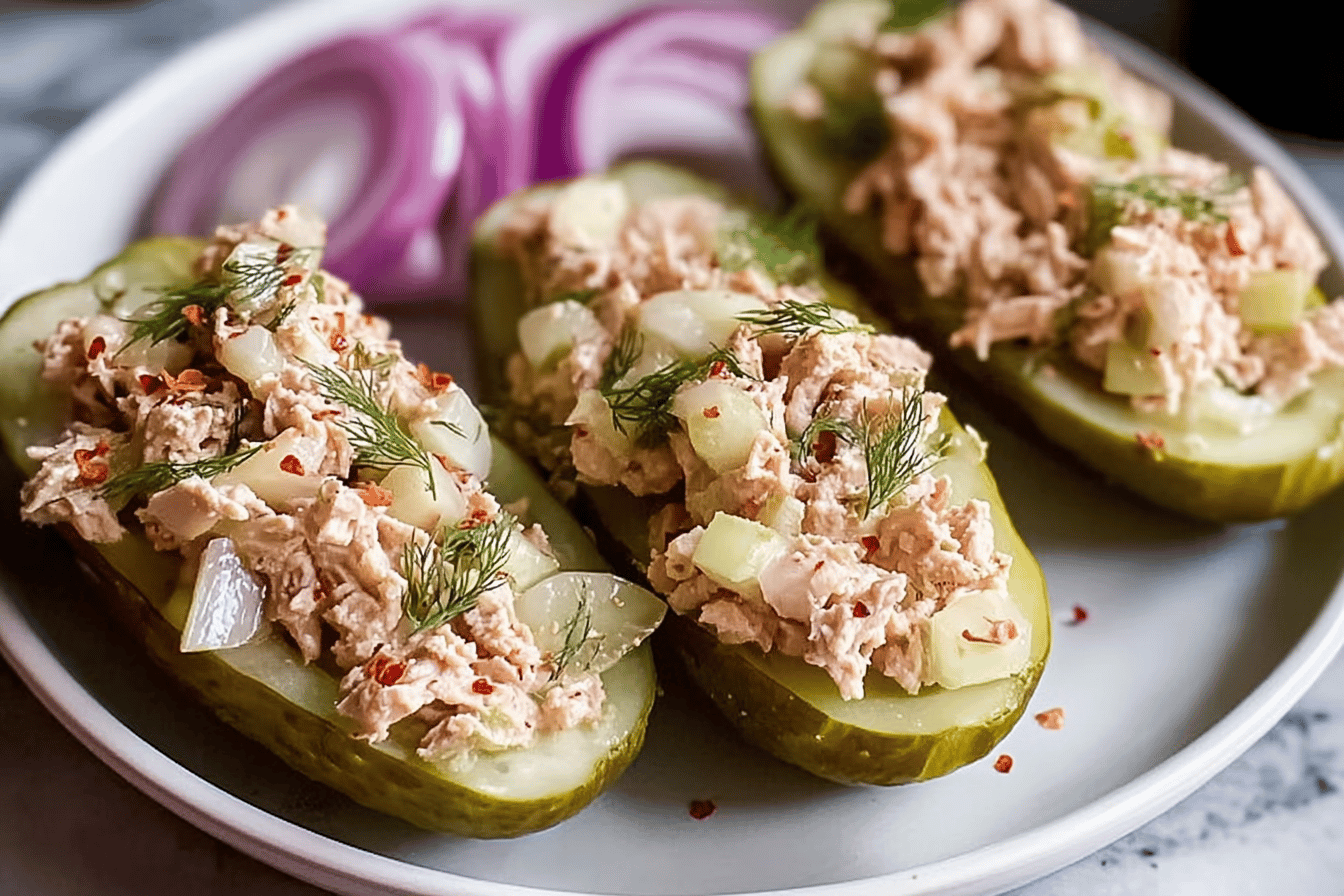 Tuna Pickle Boats Recipe For A Quick And Tasty Snack 6 Tuna Pickle Boats
