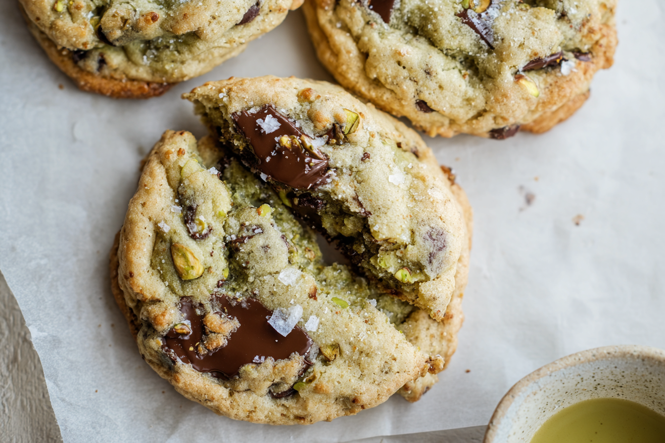 Brown Butter Pistachio Chocolate Chip Cookies