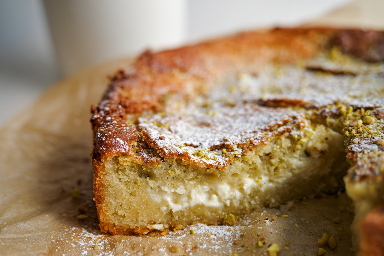 Buttery Pistachio Gooey Butter Cake Recipe