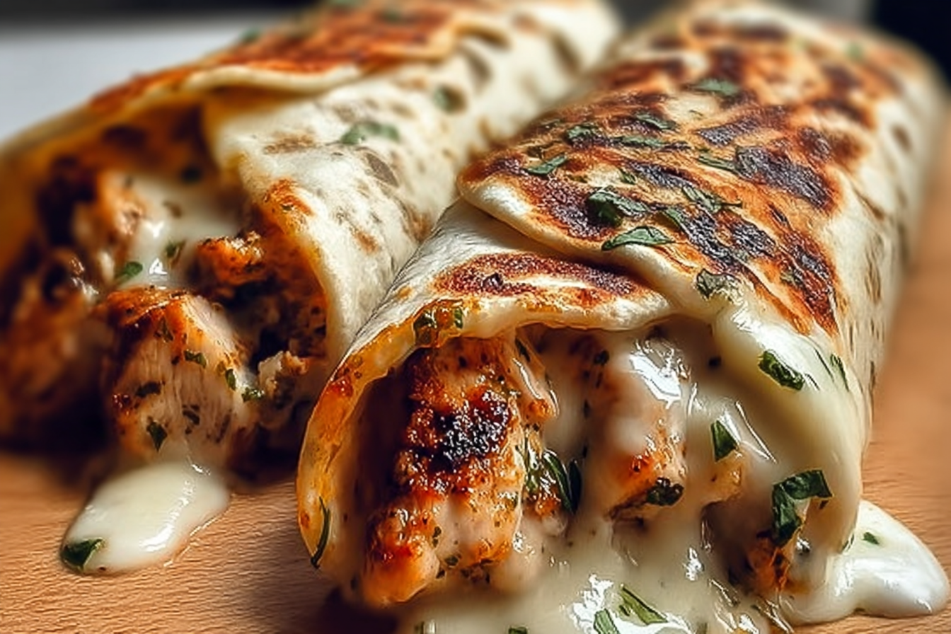 Cheesy Garlic Chicken Wraps