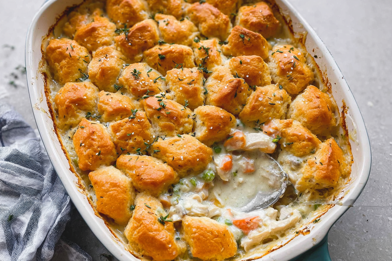 Chicken Pot Pie Casserole Recipe With Creamy Filling And Crispy Topping 6 Chicken Pot Pie Casserole