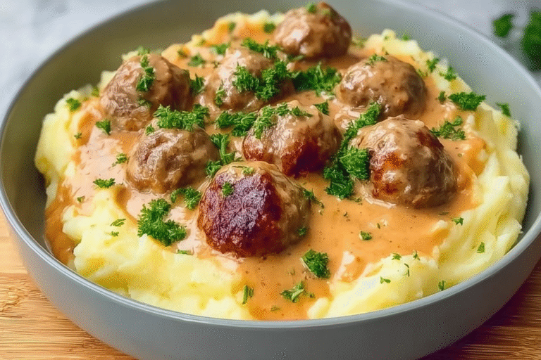 Meatballs Creamy Sauce Mashed Potatoes 19.Png