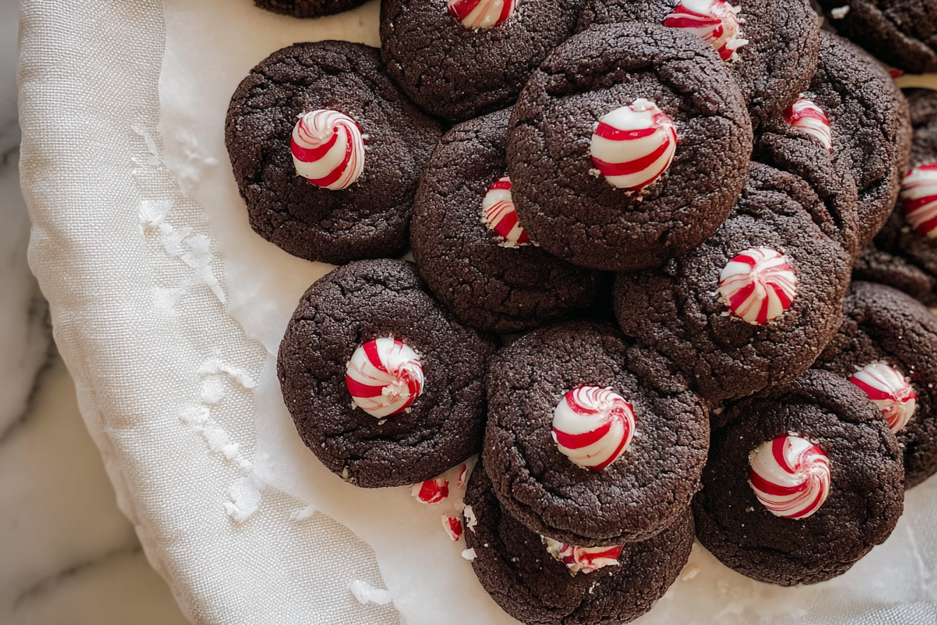 Peppermint Kiss Chocolate Cookies