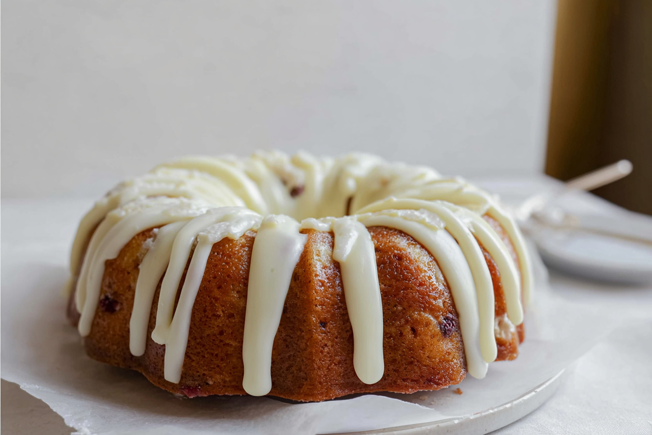White Chocolate Raspberry Bundt Cake
