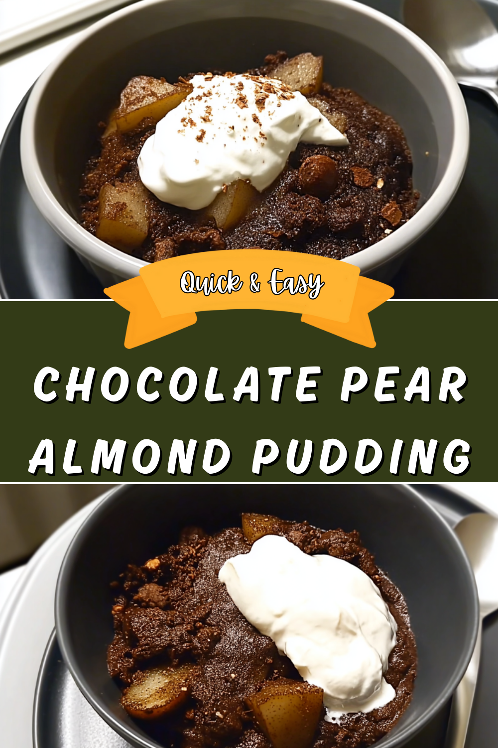 Chocolate Pear Almond Pudding