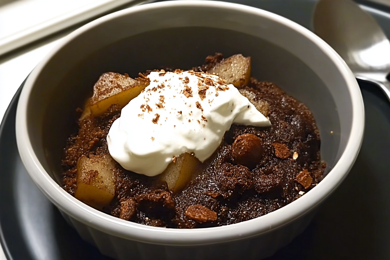 Chocolate Pear Almond Pudding