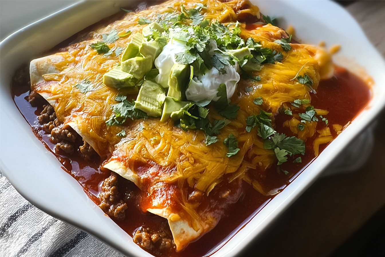 Ground Beef And Cheese Enchiladas Recipe With Rich Flavor And Simple Steps 6 Red Chile Beef Enchiladas