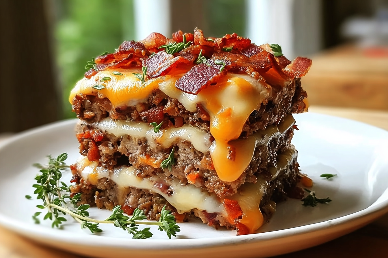 Smoked Bacon Triple Cheese Meatloaf Recipe For Rich Flavor 6 Smoky Bacon Triple Cheese Meatloaf Stack