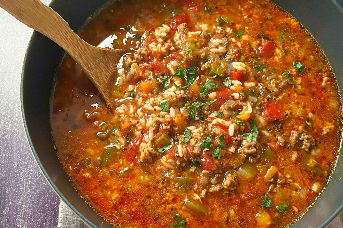 Stuffed Pepper Soup Recipe With Hearty Vegetables And Savory Beef 6 Stuffed Pepper Soup