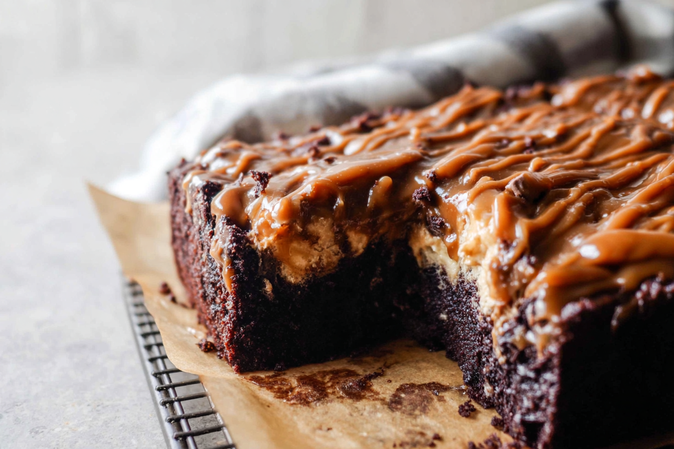 Chocolate Caramel Poke Cake