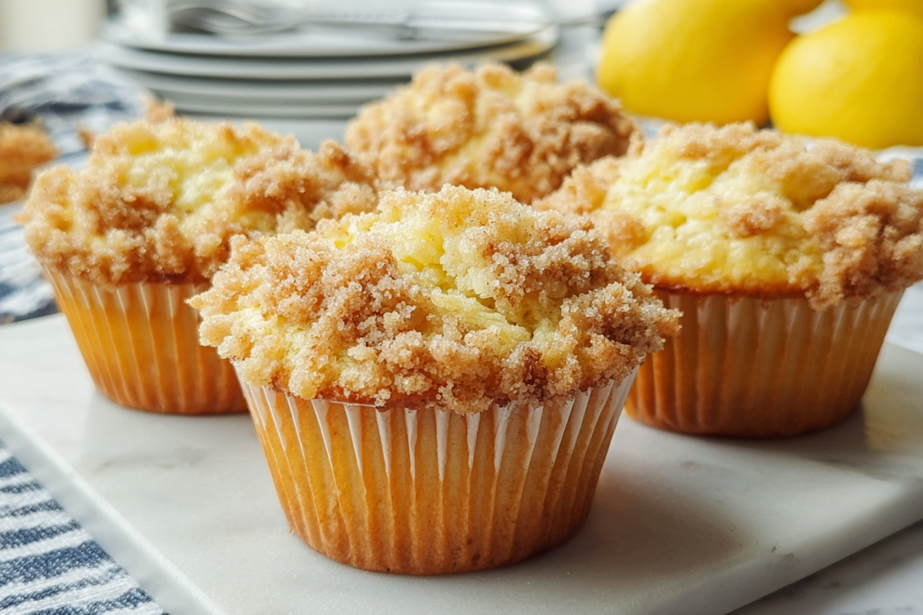 Lemon Streusel Muffins Recipe With Crumbly Topping 6 Lemon Streusel Muffins