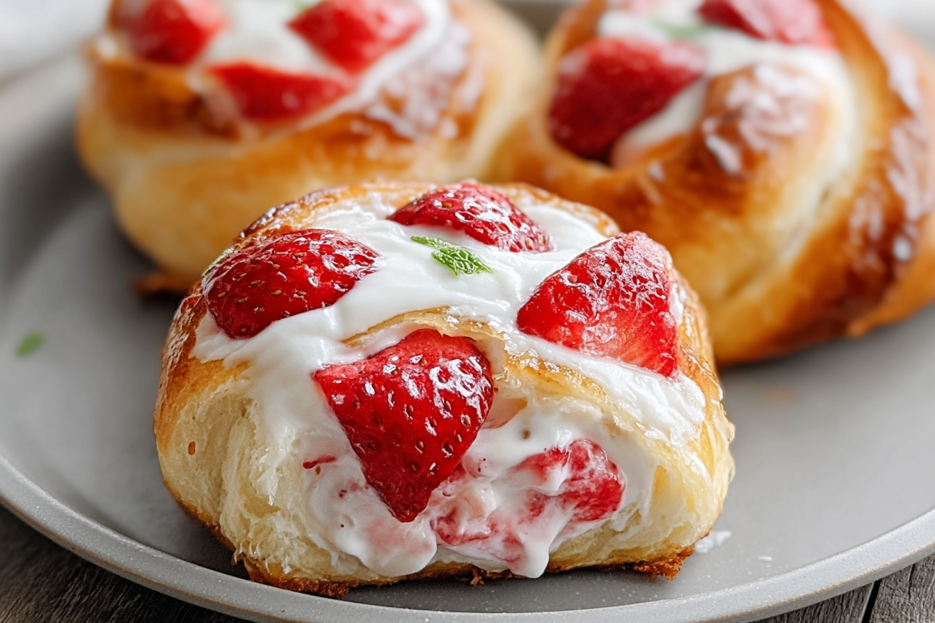 Strawberry Rolls With Cream Cheese Icing 6 Strawberry Cream Cheese Rolls