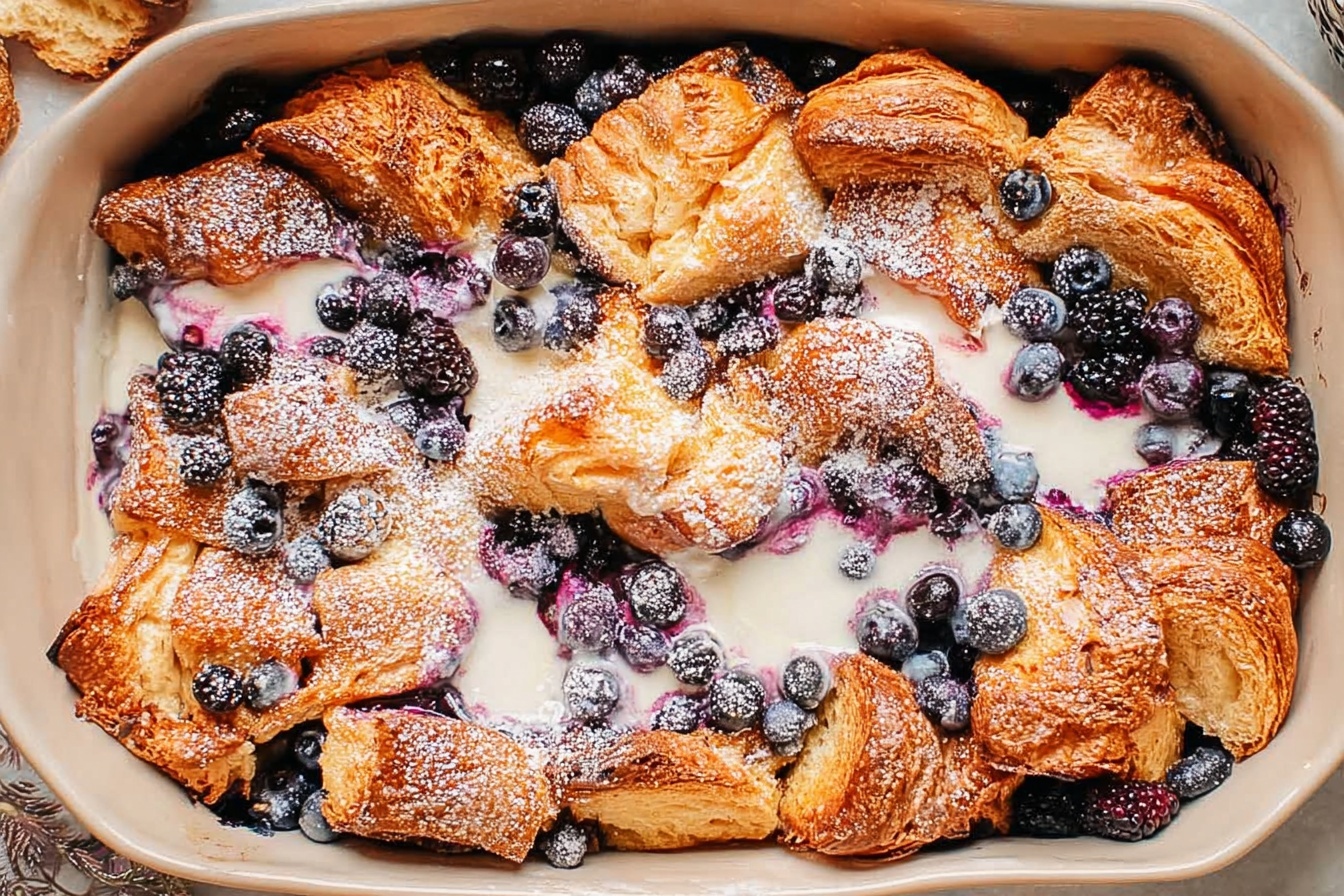 Blueberry Croissant French Toast Bake