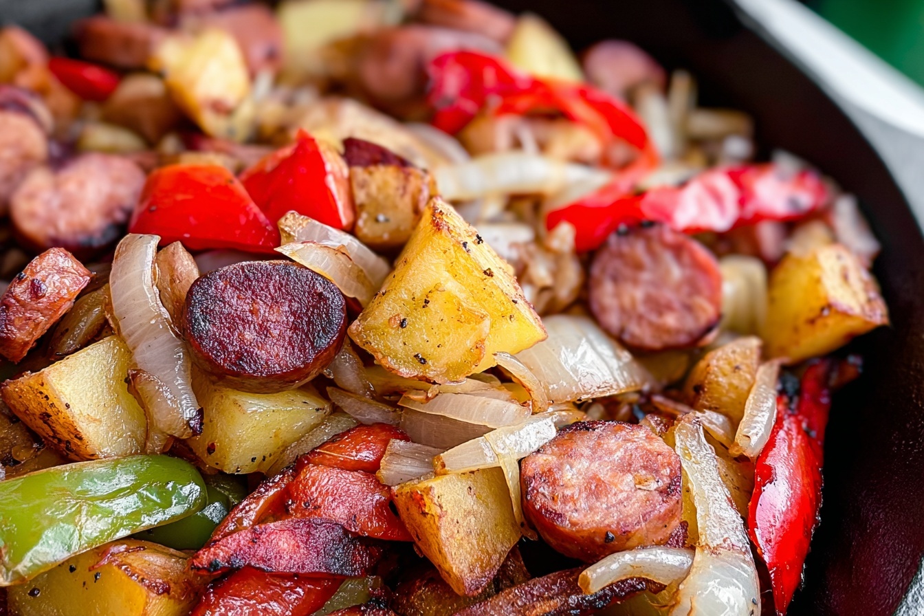Kielbasa Peppers Potato Hash Skillet Recipe
