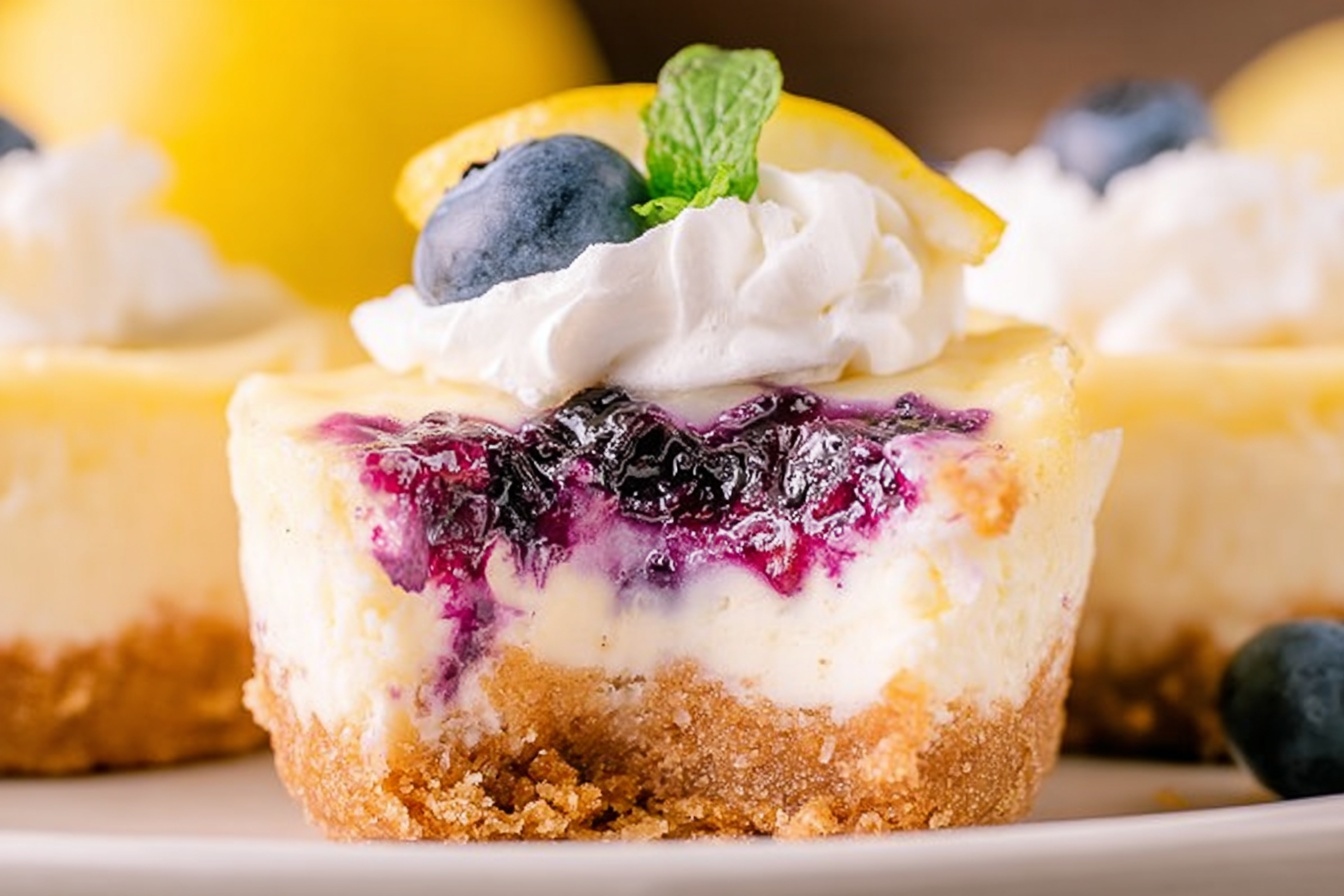 Lemon Blueberry Mini Cheesecakes