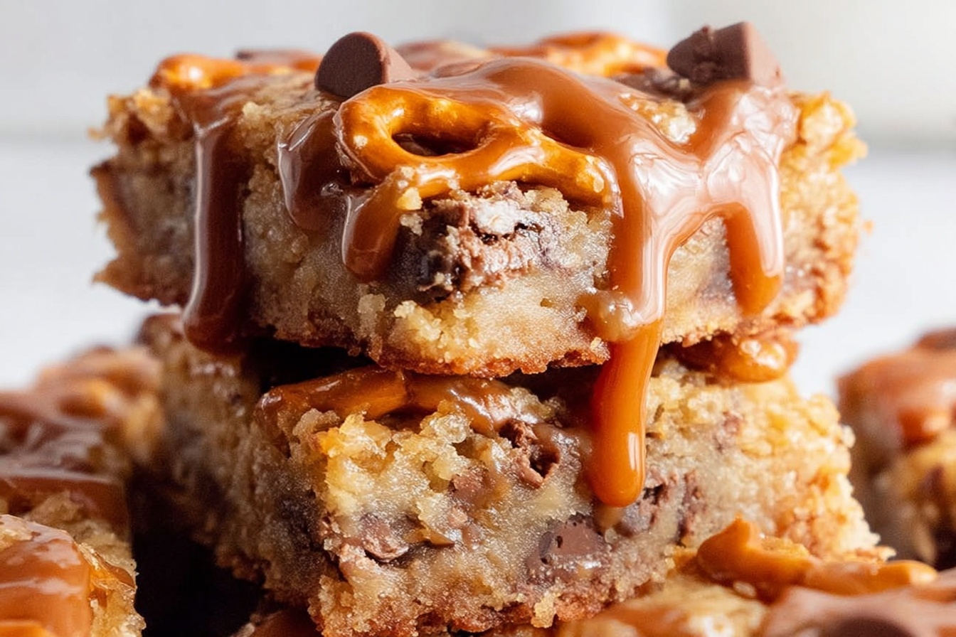 Salted Caramel Pretzel Blondies 6 Salted Caramel Pretzel Blondies