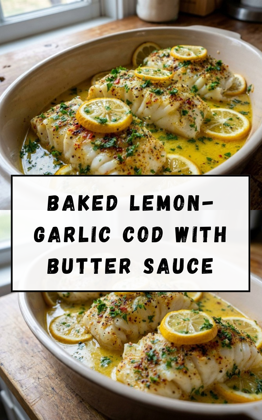 Baked Lemon-Garlic Cod With Butter Sauce