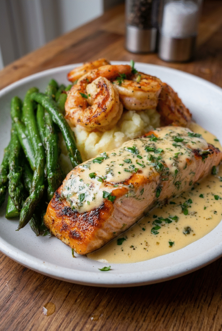 Cajun Shrimp And Salmon With Garlic Cream Sauce 81.Png
