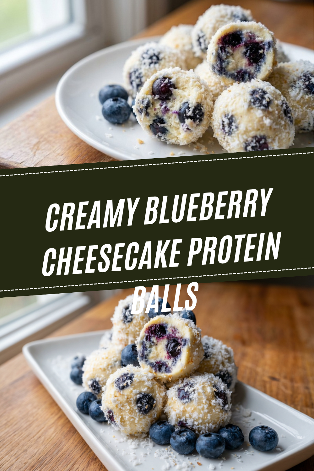 Creamy Blueberry Cheesecake Protein Balls