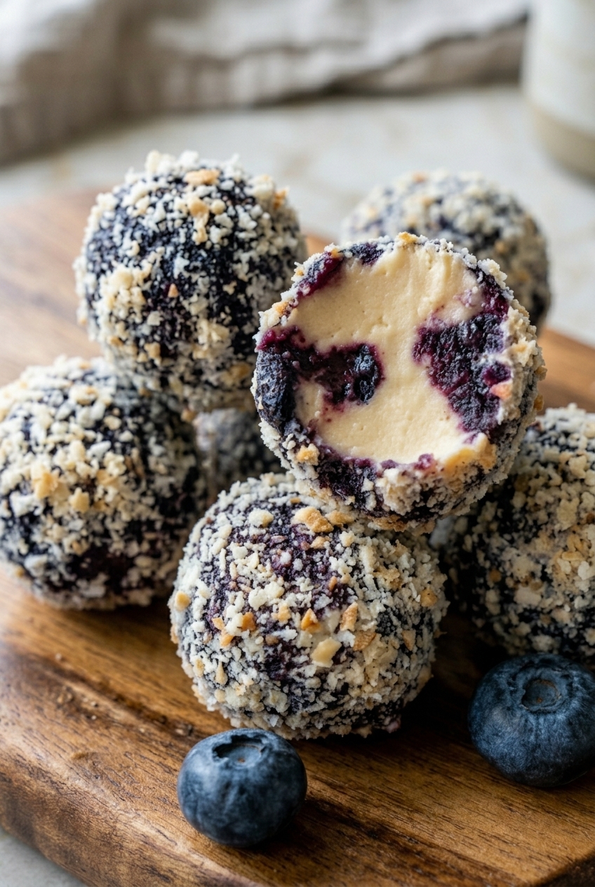 Creamy Blueberry Cheesecake Protein Balls
