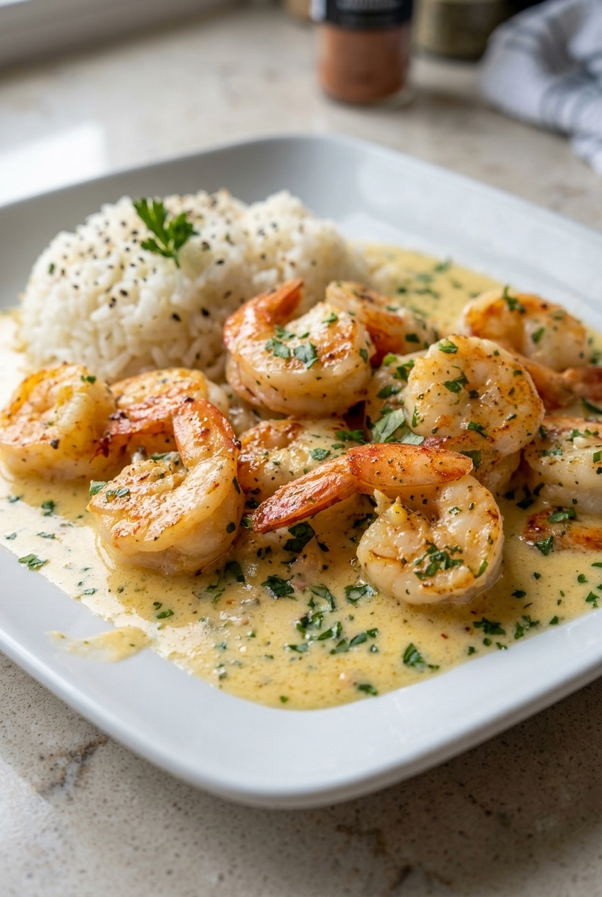 Creamy Garlic Prawns
