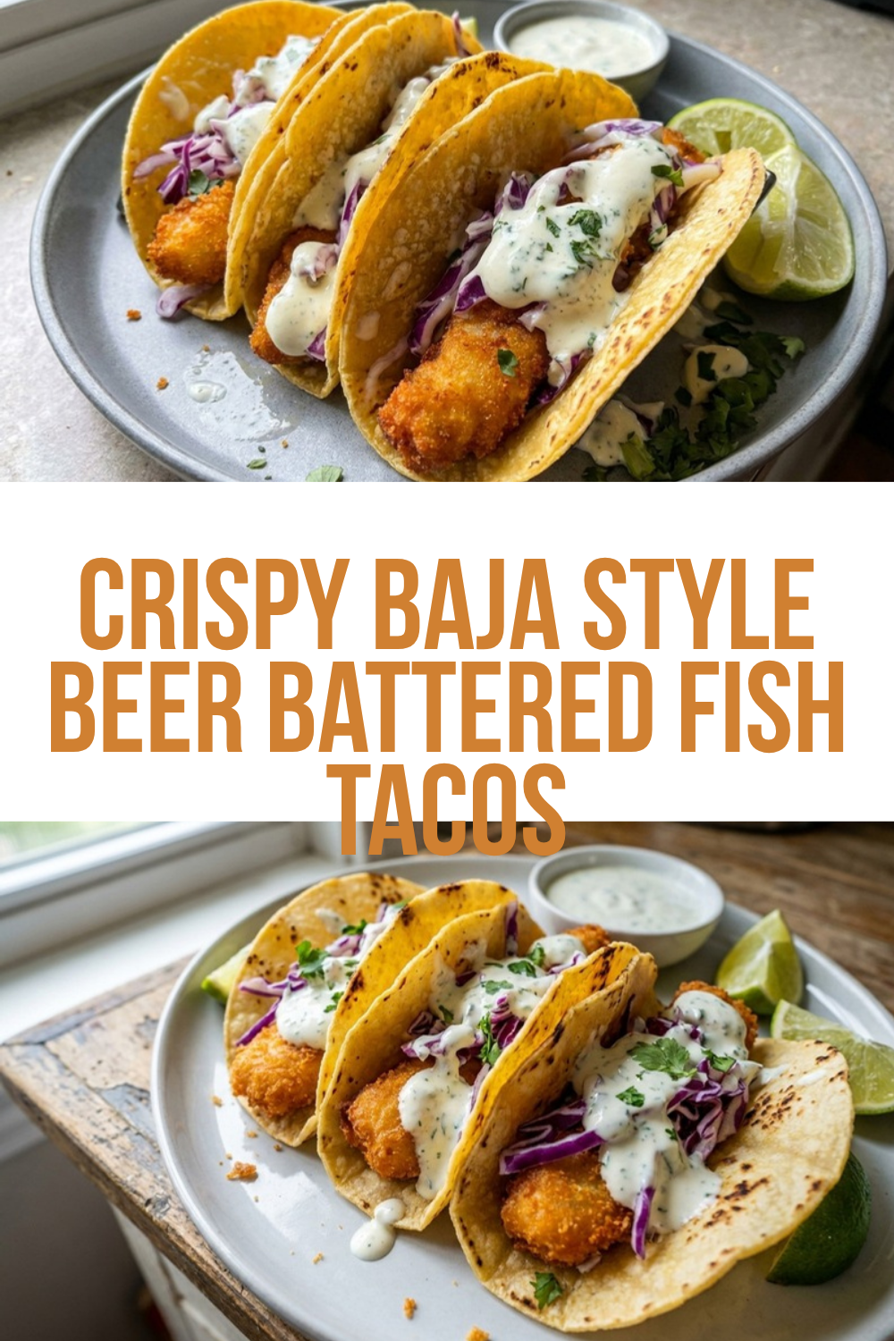 Crispy Baja Style Beer Battered Fish Tacos
