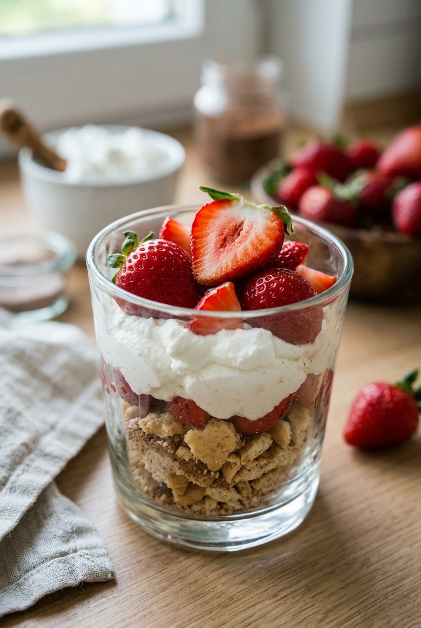 Erdbeer Butterkeks Dessert Im Glas