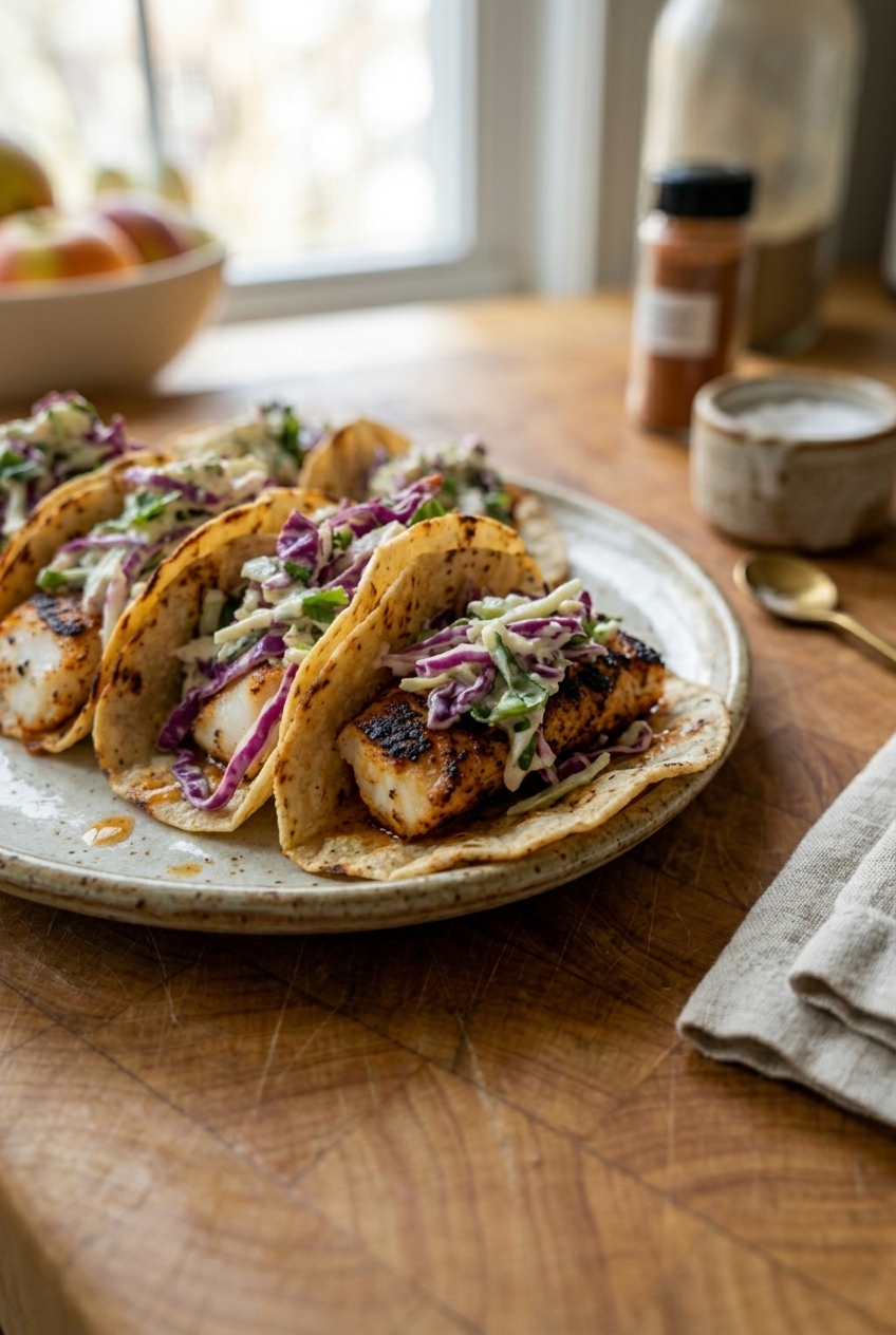 Grilled Fish Tacos With Chipotle Slaw