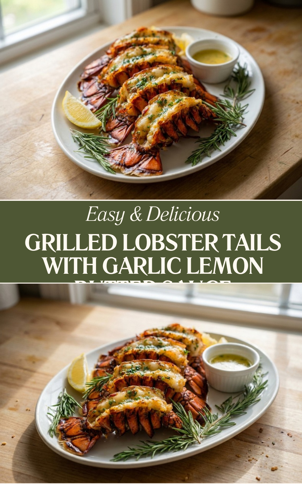 Grilled Lobster Tails With Garlic Lemon Butter Sauce