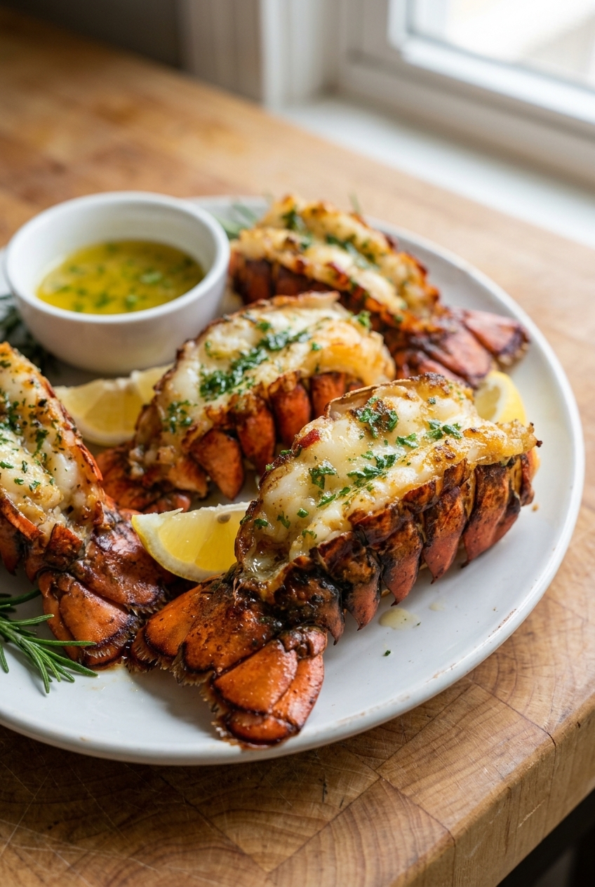 Grilled Lobster Tails With Garlic Lemon Butter Sauce
