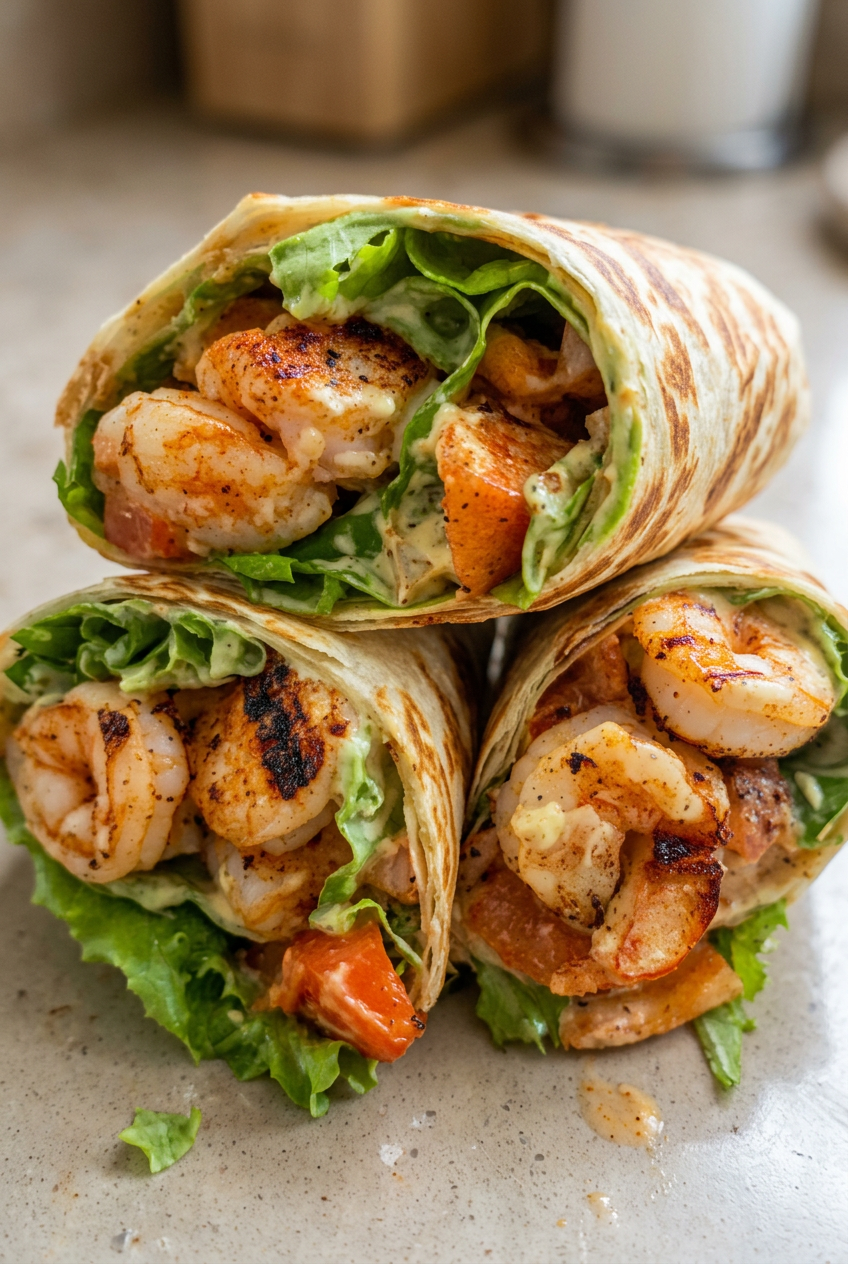 Grilled Shrimp Caesar Wraps